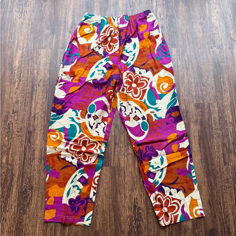 Vintage 90s I.B. Diffusion Abstract Floral Wide Leg Psychedelic Pants - Size 12
